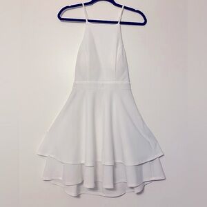 White mini dress with back lace and side zip size small